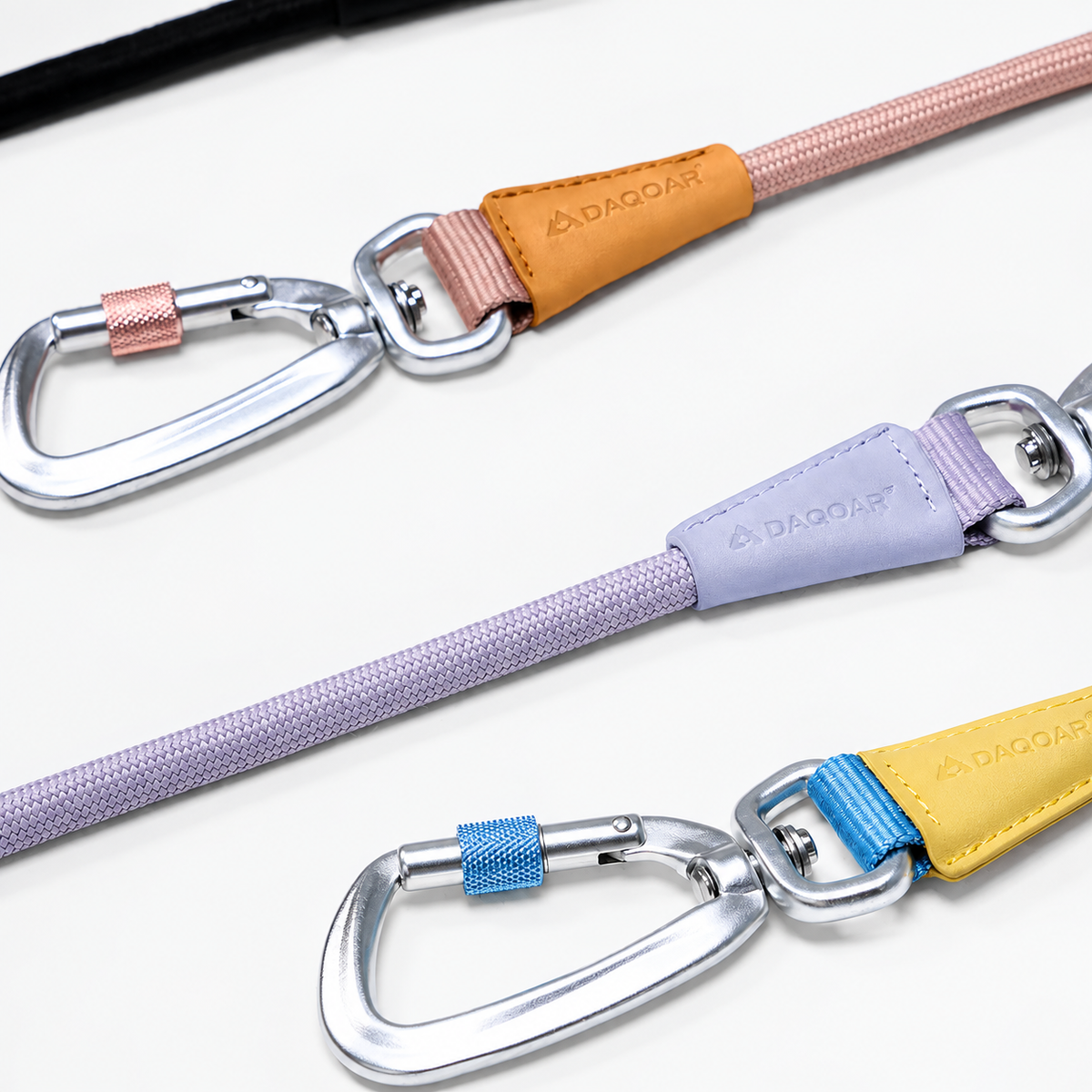 Olive technical dog leash on a mountain rock