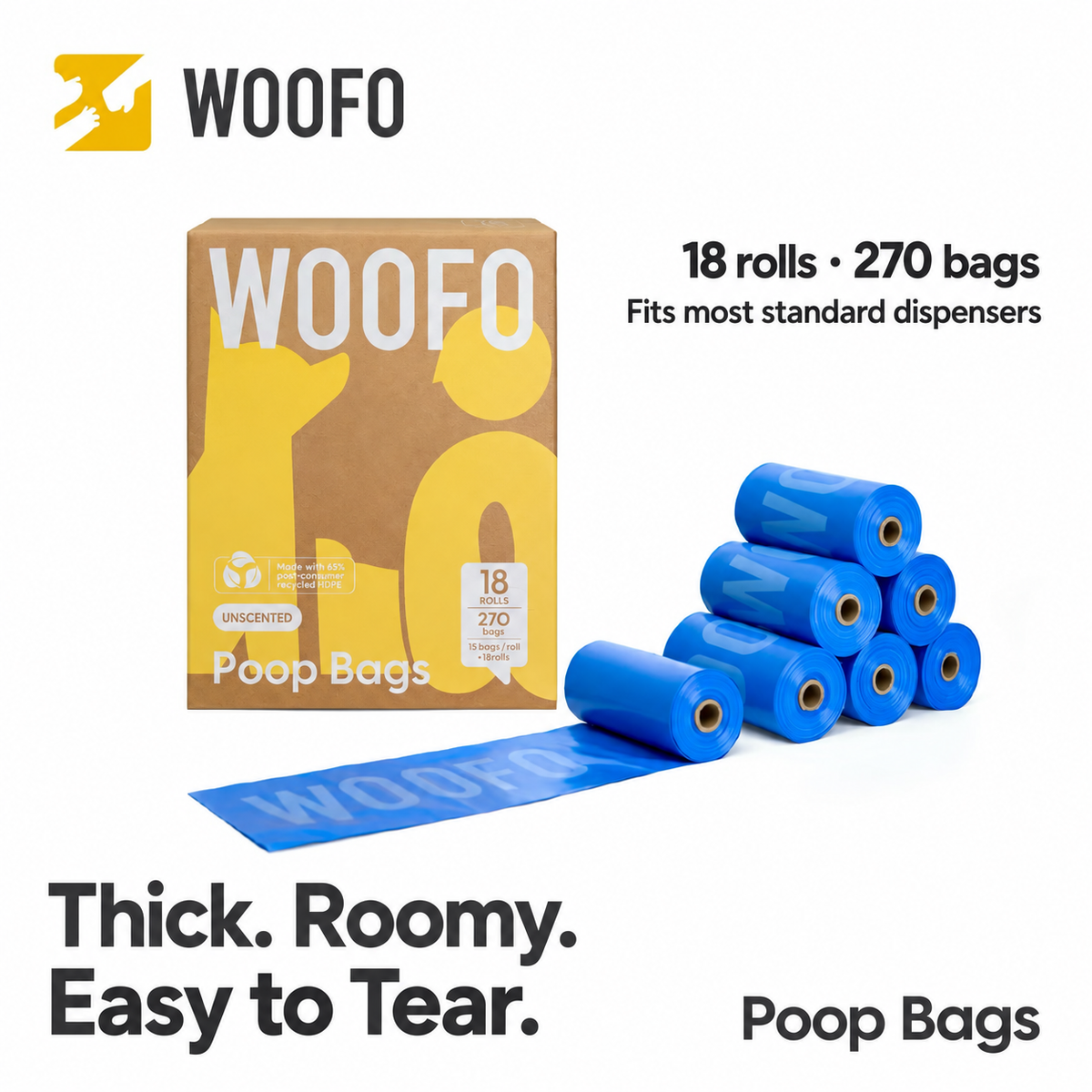 WOOFO Unscented Dog Poop Bags – 270 Bags