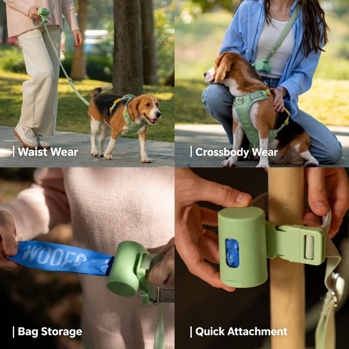 WOOFO Built-in Poop Bag Storage Dog Leash