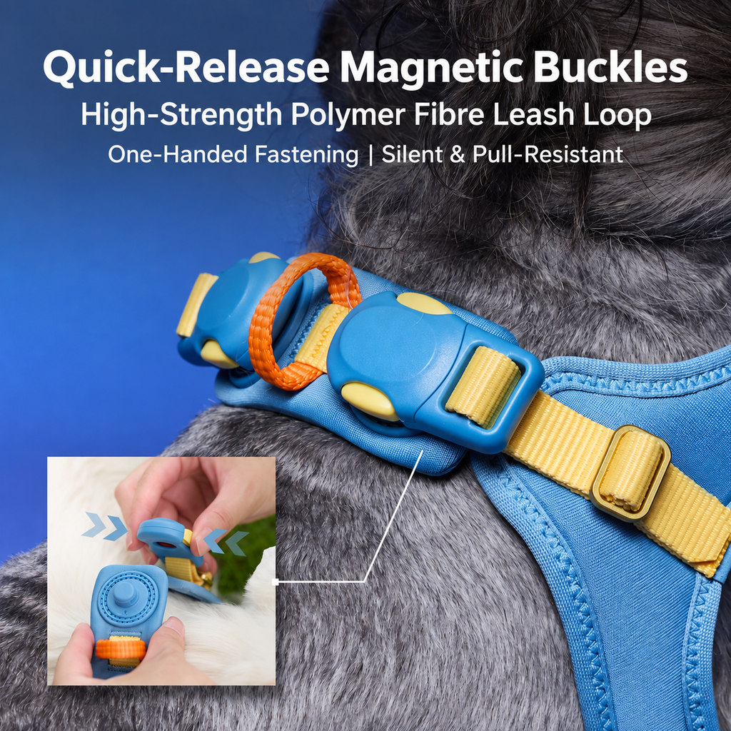 DAQQAB Magnetic Buckle Silent Small Dog Harness